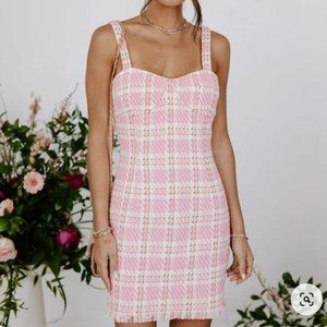 Chantal Tweed Frayed Hem Mini Dress